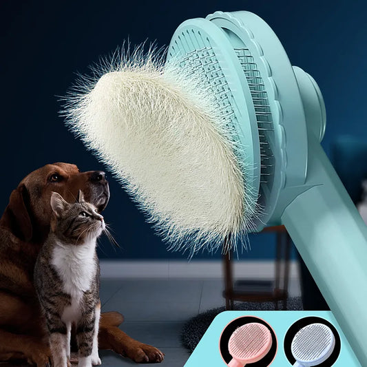 Feline FurCare Kit: Gentle Pet Grooming Brush & Hair Remover Comb